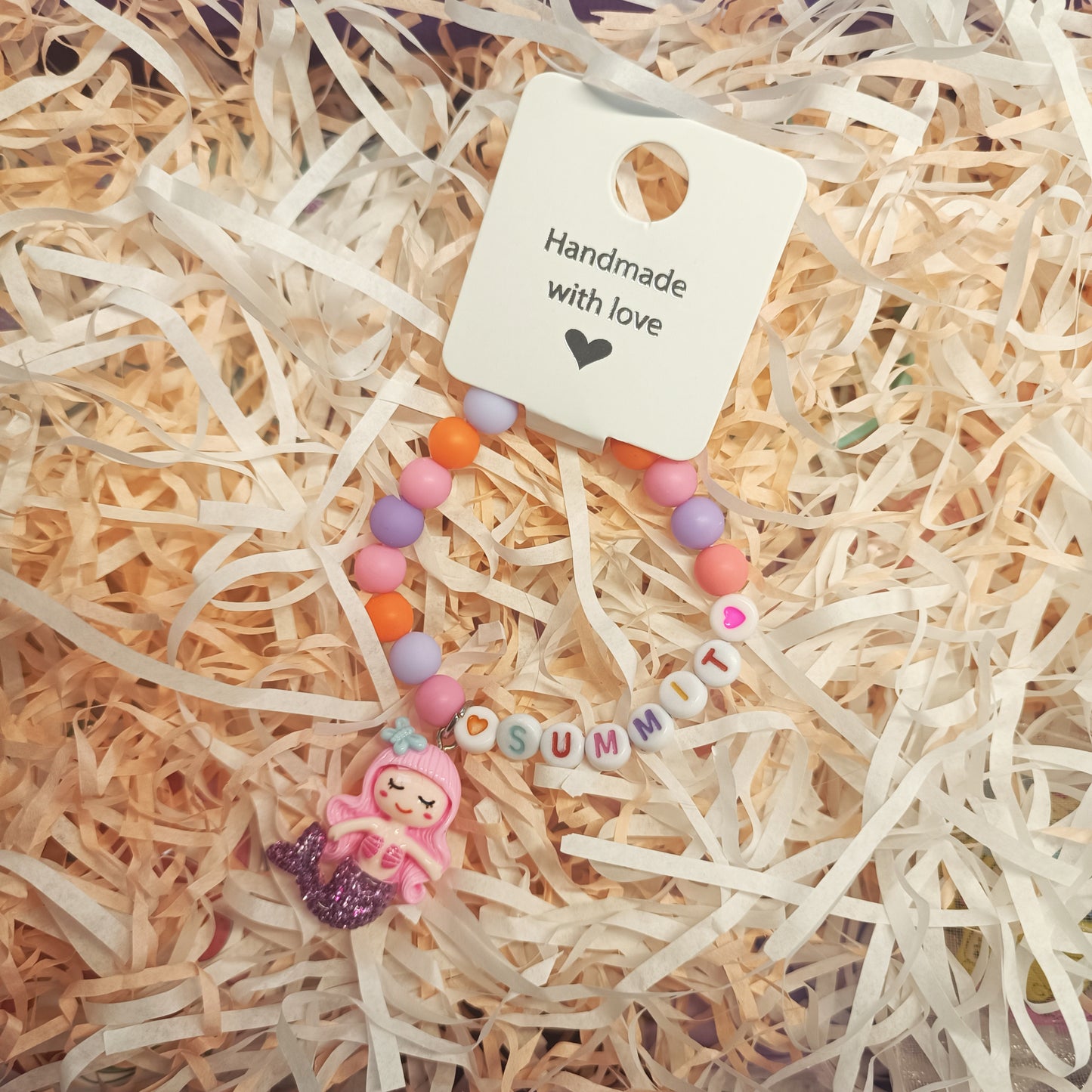Mermaid name bracelet for child with charm, name personalized bracelets, gift gor girls, birthday present, gift keepsake, gift for daughter - My Store
