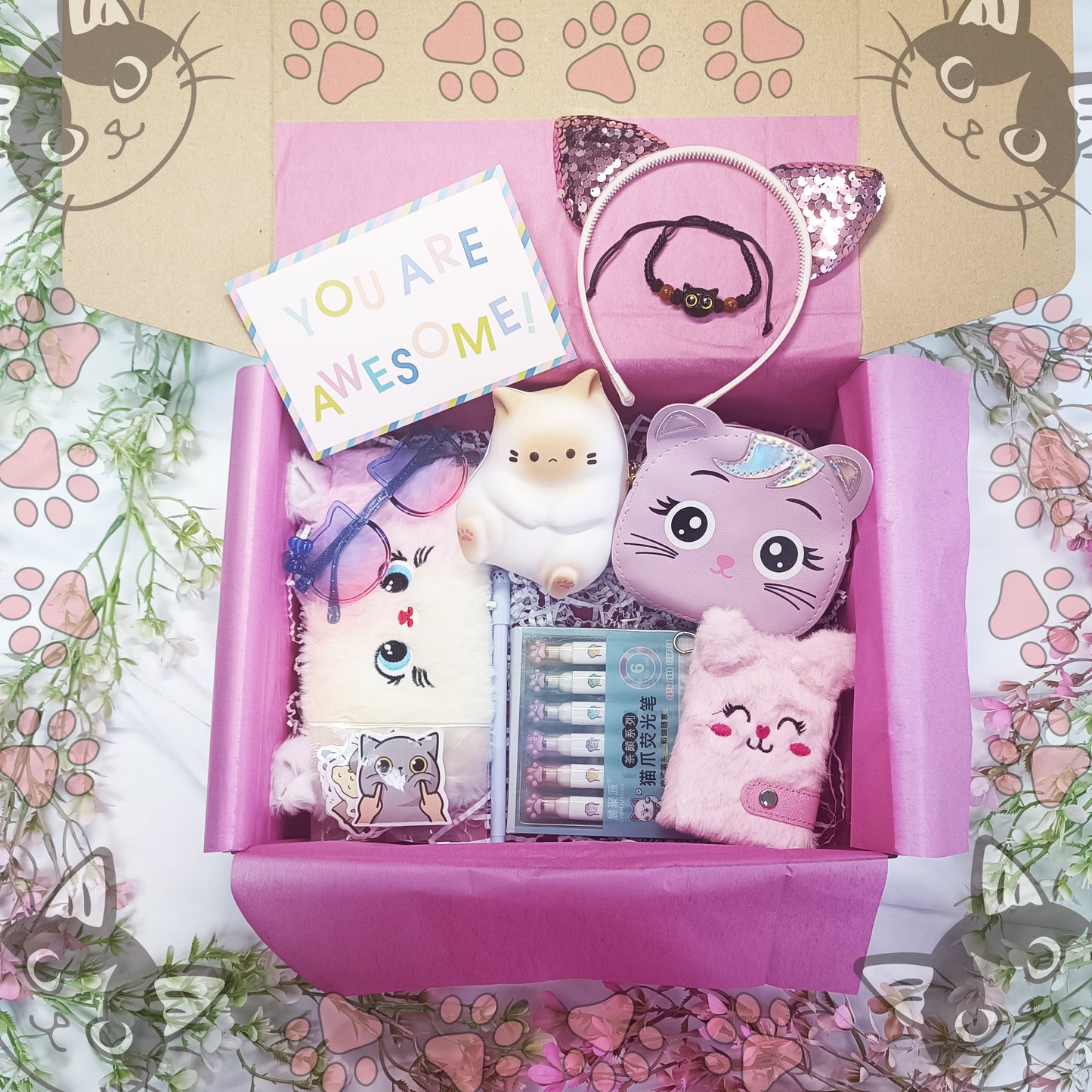 Cat Gift Box for children, Birthday gift box, Girls birthday gift, Daughter gift, Child birthday gift, Sister birthday gift box - My Store
