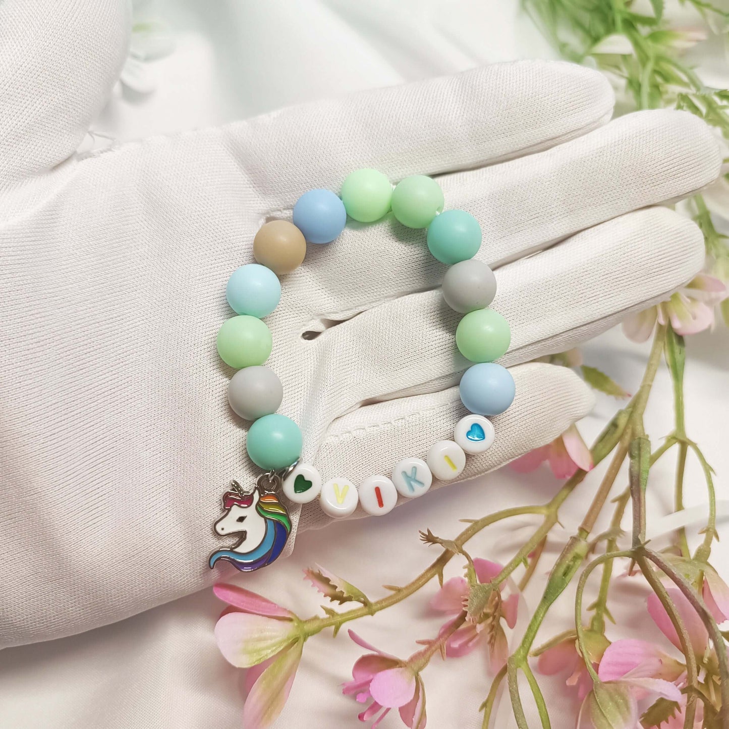 Unicorn child name bracelet, bracelet with the name, custom name bracelets, unicorn lovers gift, personalised bracelets name for girls - My Store