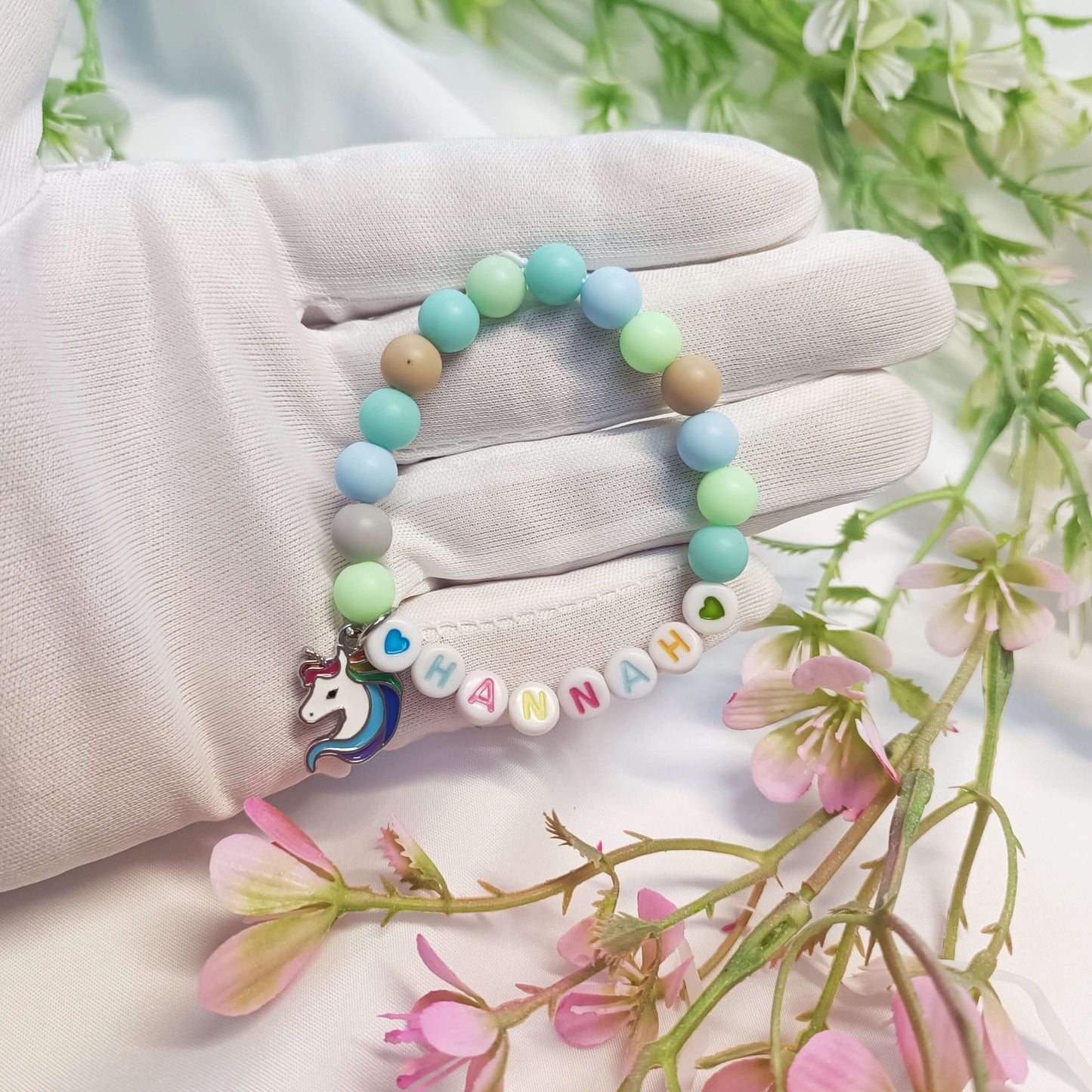 Unicorn child name bracelet, bracelet with the name, custom name bracelets, unicorn lovers gift, personalised bracelets name for girls - My Store