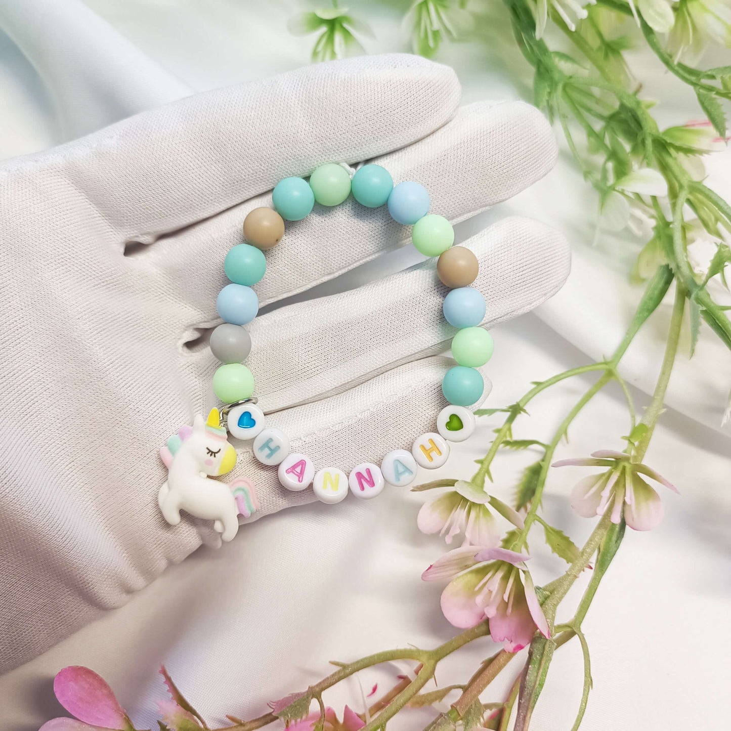 Unicorn child name bracelet, bracelet with the name, custom name bracelets, unicorn lovers gift, personalised bracelets name for girls - My Store