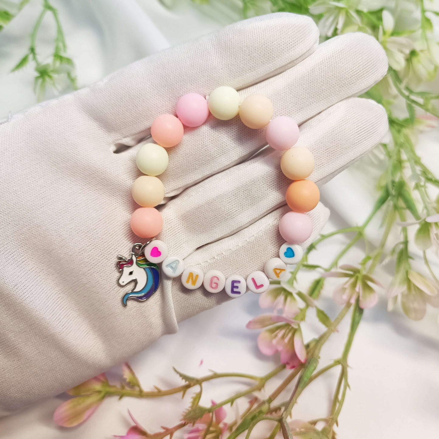 Unicorn child name bracelet, bracelet with the name, custom name bracelets, unicorn lovers gift, personalised bracelets name for girls - My Store