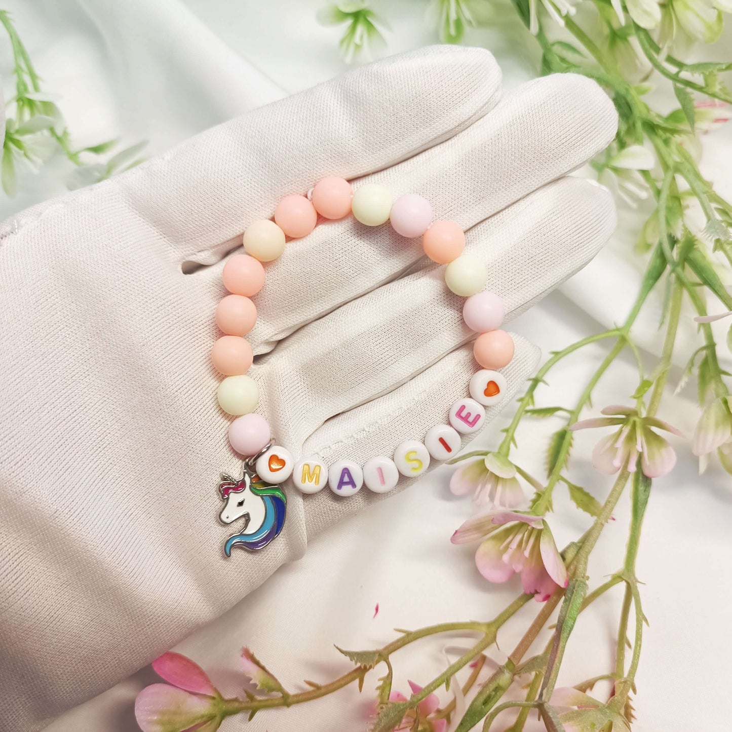 Unicorn child name bracelet, bracelet with the name, custom name bracelets, unicorn lovers gift, personalised bracelets name for girls - My Store