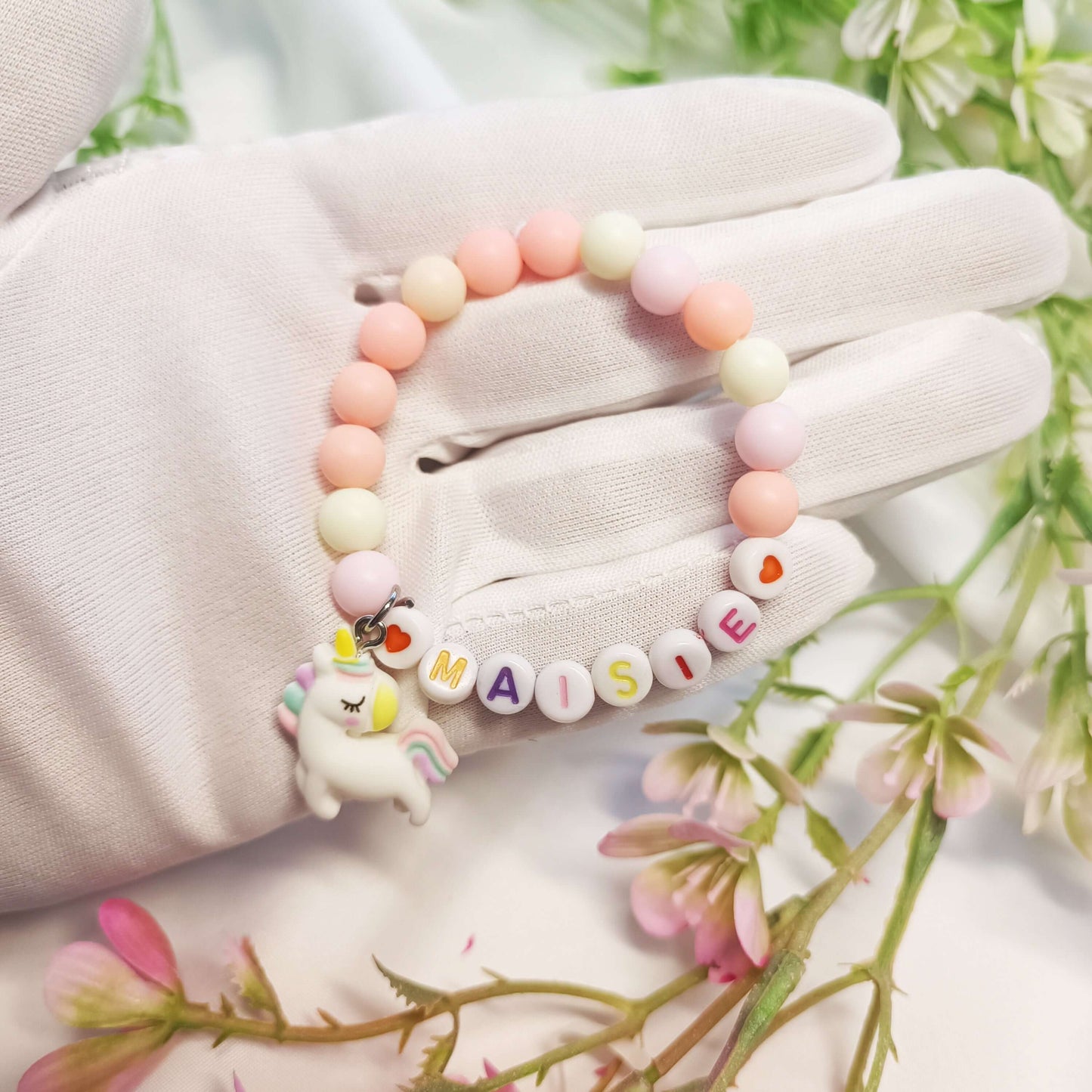 Unicorn child name bracelet, bracelet with the name, custom name bracelets, unicorn lovers gift, personalised bracelets name for girls - My Store