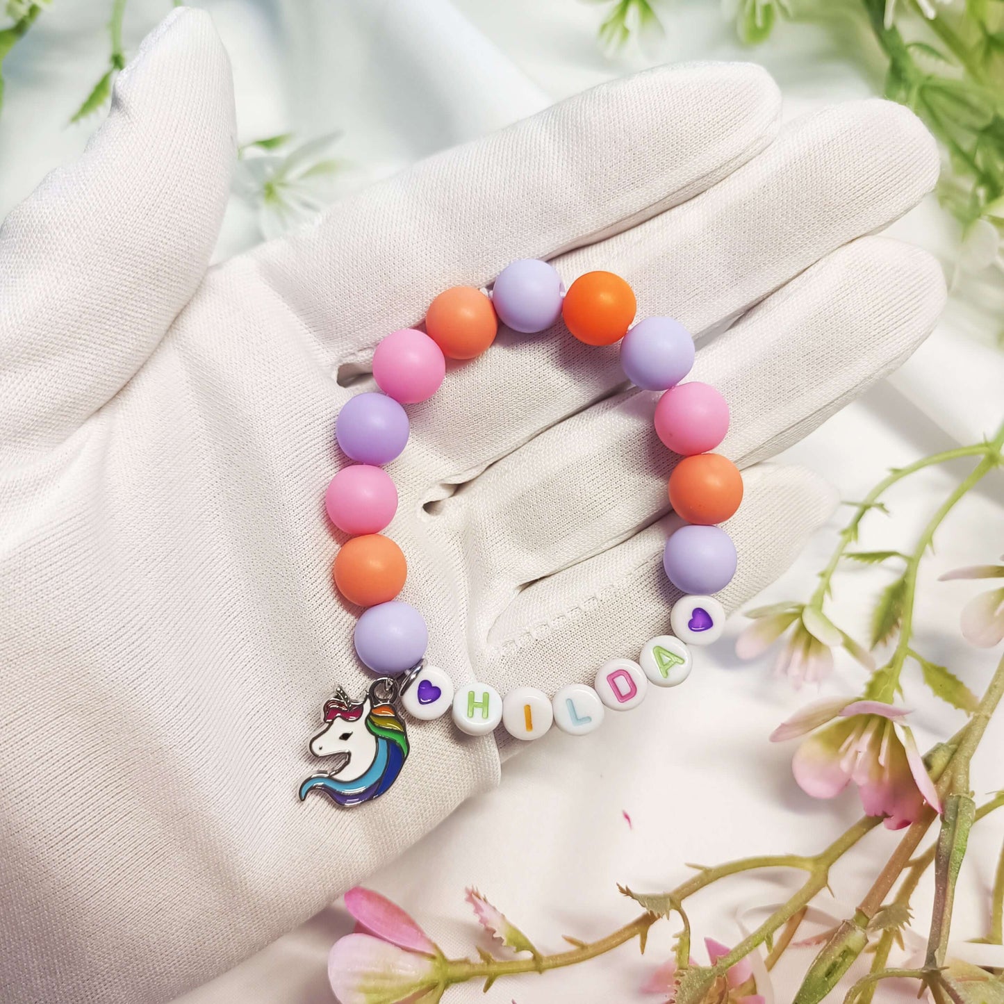 Unicorn child name bracelet, bracelet with the name, custom name bracelets, unicorn lovers gift, personalised bracelets name for girls - My Store
