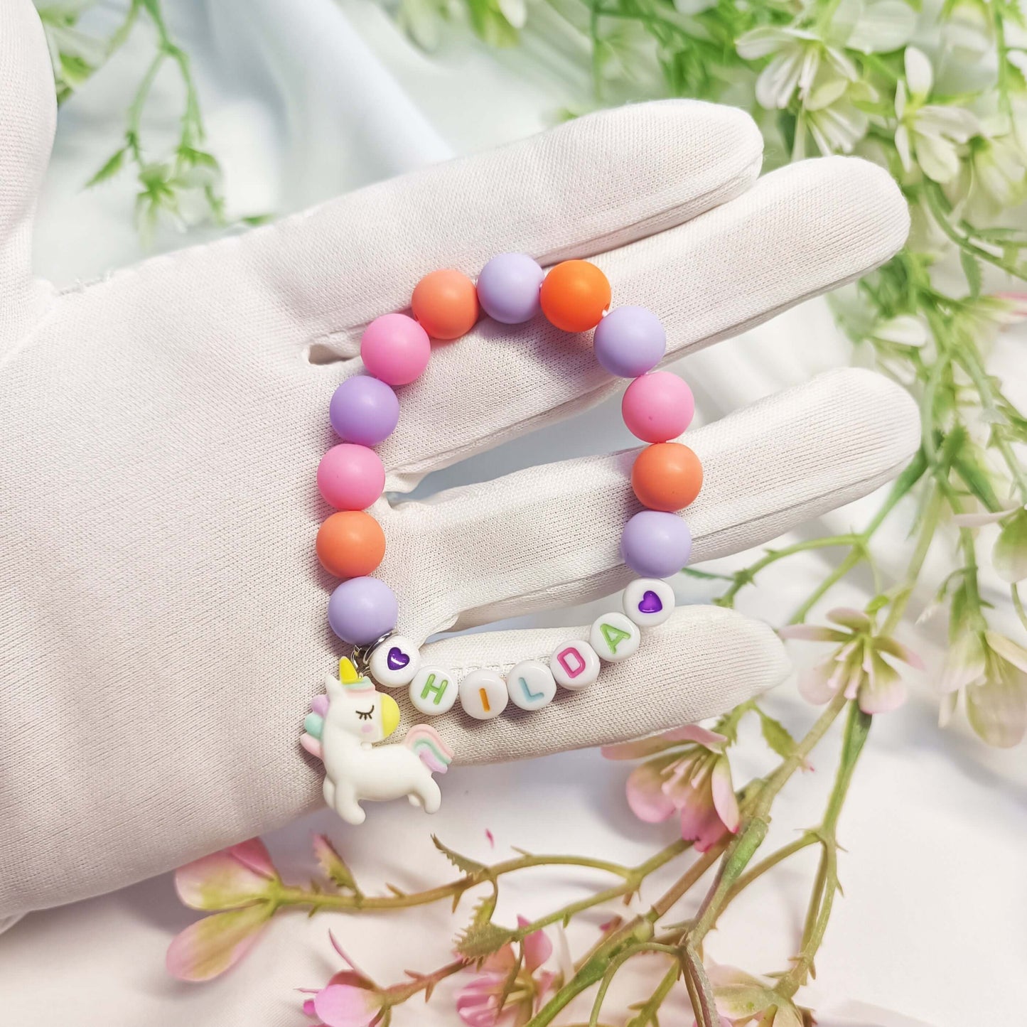 Name bracelet with unicorn charm, bracelet with the name, custom name bracelets, unicorn lovers gift, personalised bracelets name for girls - My Store