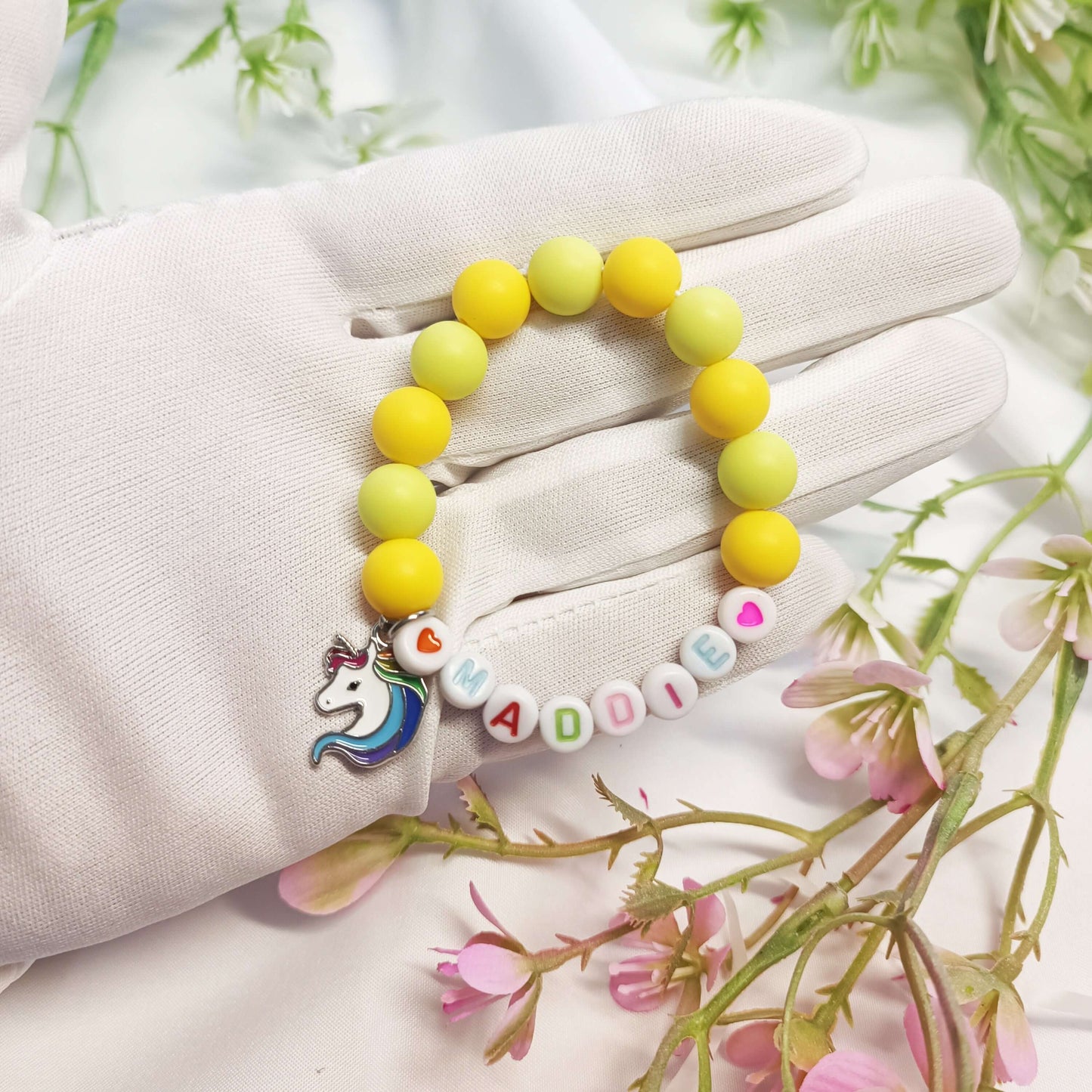 Unicorn child name bracelet, bracelet with the name, custom name bracelets, unicorn lovers gift, personalised bracelets name for girls - My Store