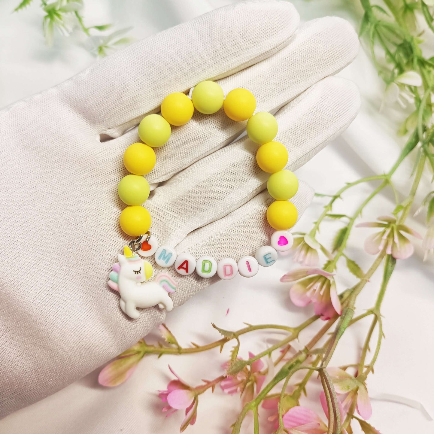 Name bracelet with unicorn charm, bracelet with the name, custom name bracelets, unicorn lovers gift, personalised bracelets name for girls - My Store