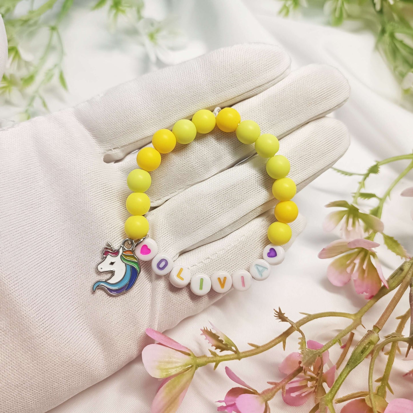 Unicorn child name bracelet, bracelet with the name, custom name bracelets, unicorn lovers gift, personalised bracelets name for girls - My Store