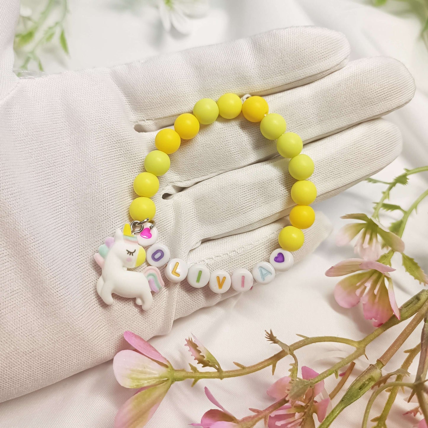 Unicorn child name bracelet, bracelet with the name, custom name bracelets, unicorn lovers gift, personalised bracelets name for girls - My Store