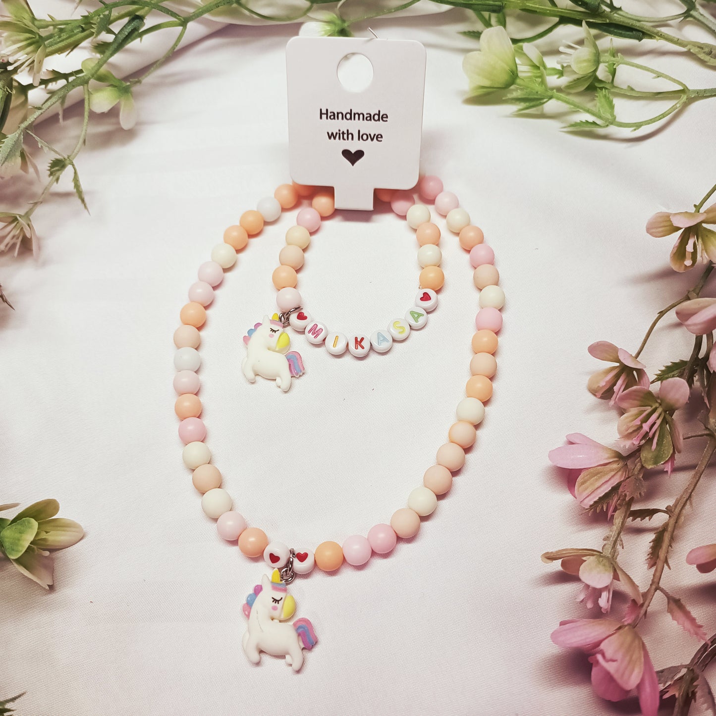 Personalized Unicorn Necklace and Bracelet Set