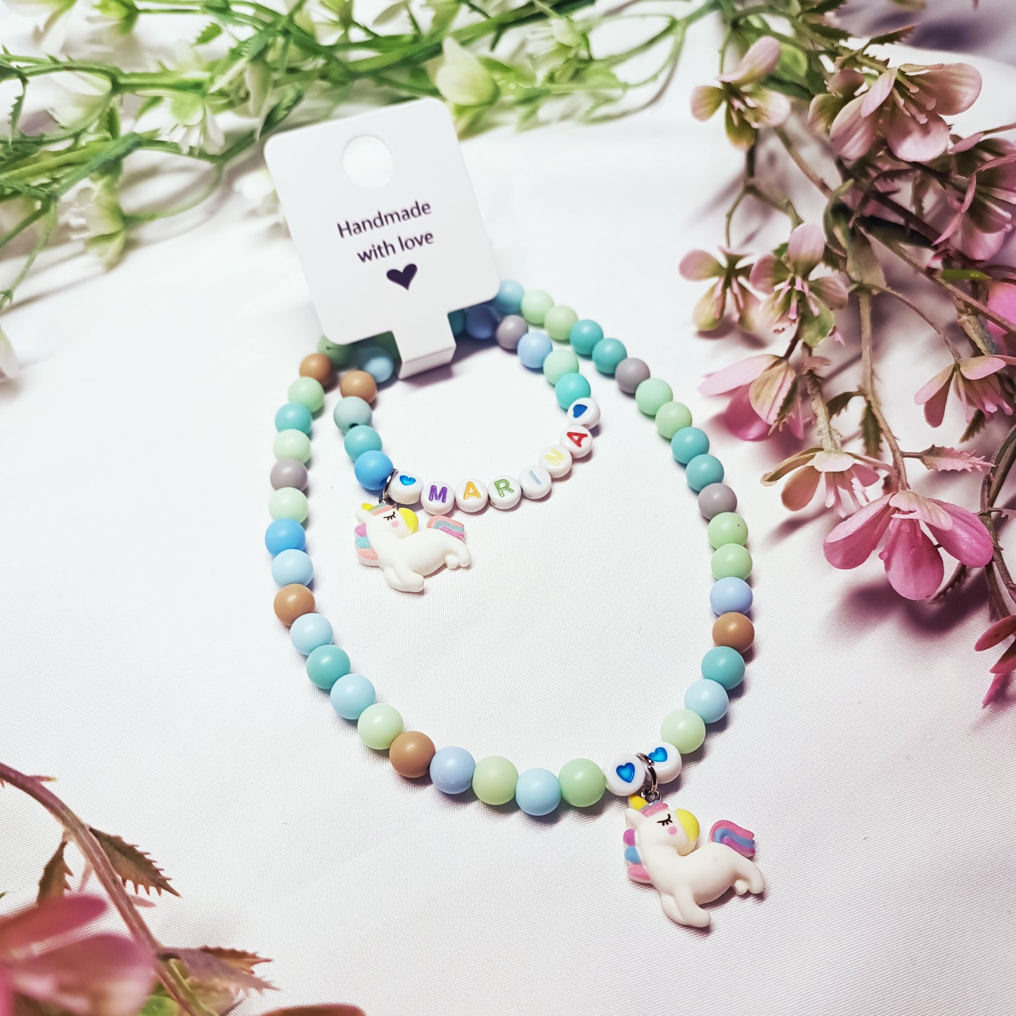Personalized Unicorn Necklace and Bracelet Set