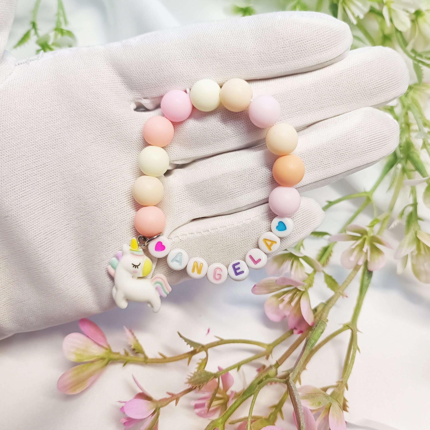 Name bracelet with unicorn charm, bracelet with the name, custom name bracelets, unicorn lovers gift, personalised bracelets name for girls - My Store